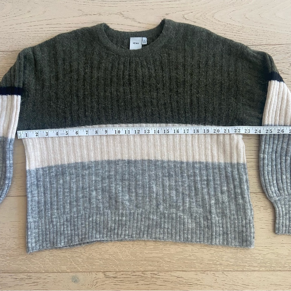 Striped Alpaca-Blend Rib Knit Sweater Medium Boxy Cozy EUC - Picture 8 of 10